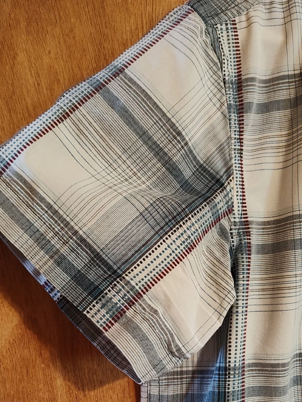 prAna Mens Tamrack Organic Cotton Blend Shirt Blue Plaid Contrast Stitch India L - Picture 5 of 14